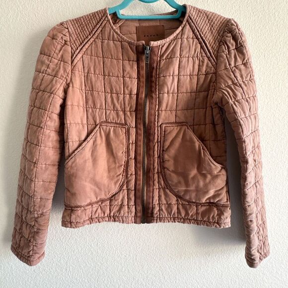 Blank NYC Jacket Womens XS Brown Patch Pocket Quilted Zip Happy Camper - Picture 3 of 11